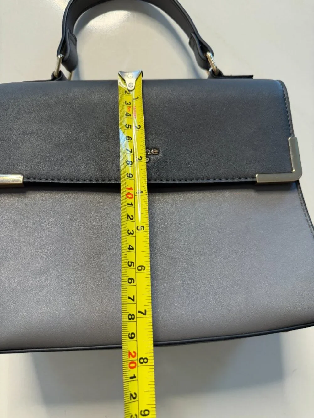 Dune London Black & Gray Darlino Structured Colorblock Satchel Top Handle Bag